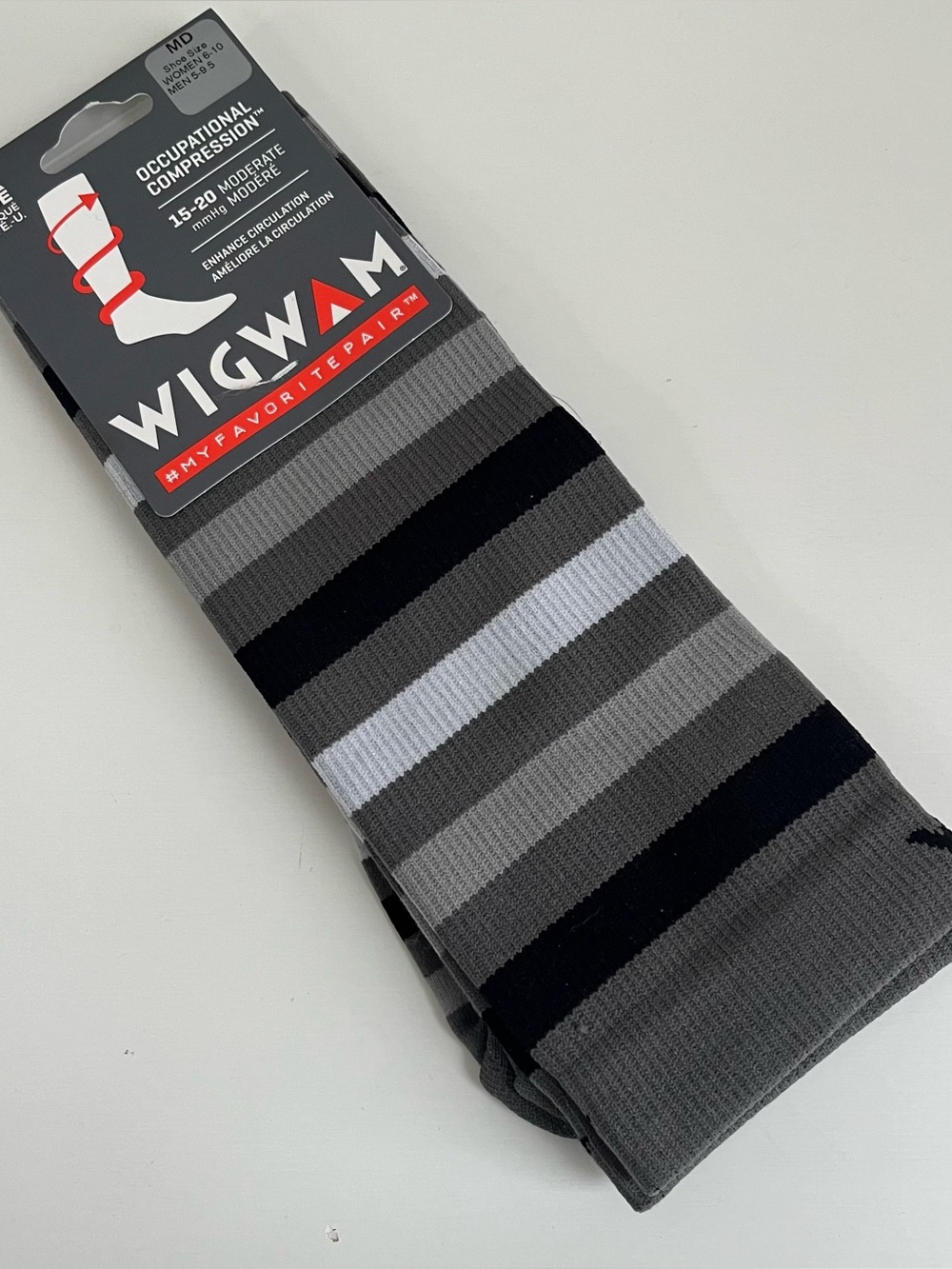 Wigwam Women’s Occupational Compression Socks Grey Stripe 15-Moderate
SZ 6-10